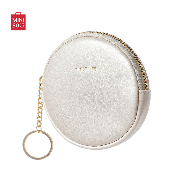 MINISO AU Minimalist Golden Letters Series Silvery Round Coin Purse