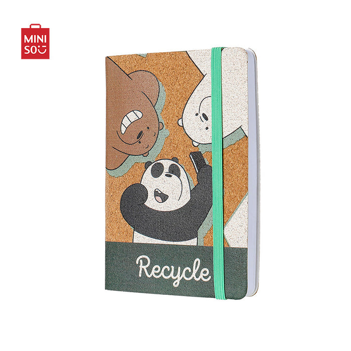 MINISO AU We Bare Bears Collection 5.0 A6 Corkwood Hardcover Book 96 Sheets