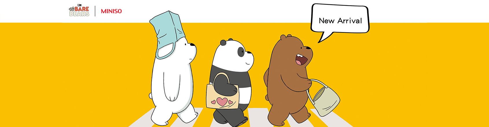 MINISO We Bare Bears Collection 4.0 Shopping Bag(GRIZZLY)