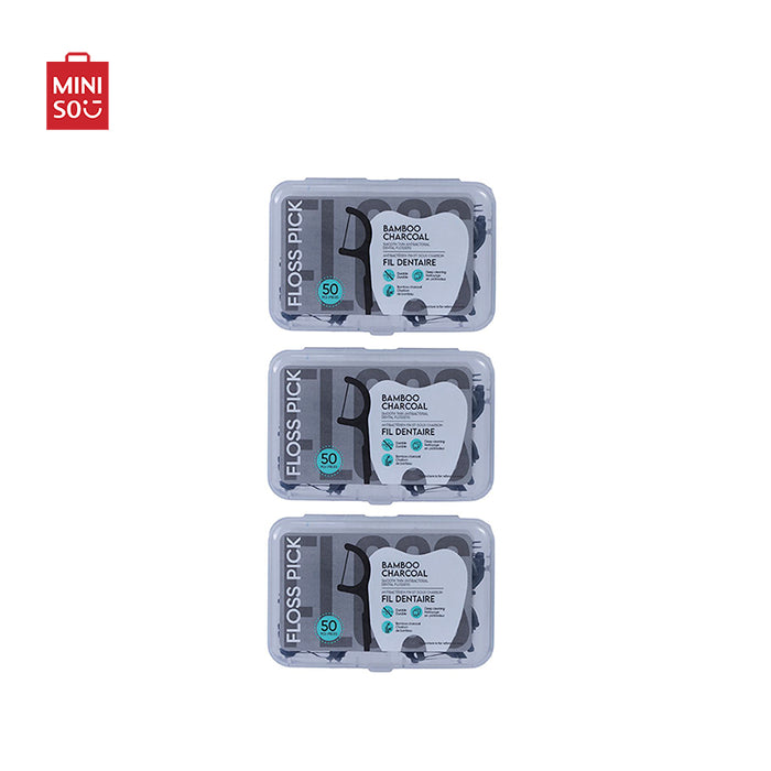 MINISO AU Bamboo Charcoal Smooth Thin Antibacterial Dental Flossers 150Pcs