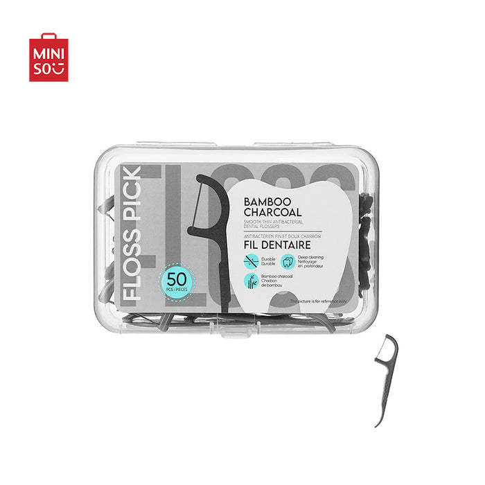 MINISO AU Bamboo Charcoal Smooth Thin Antibacterial Dental Flossers 150Pcs