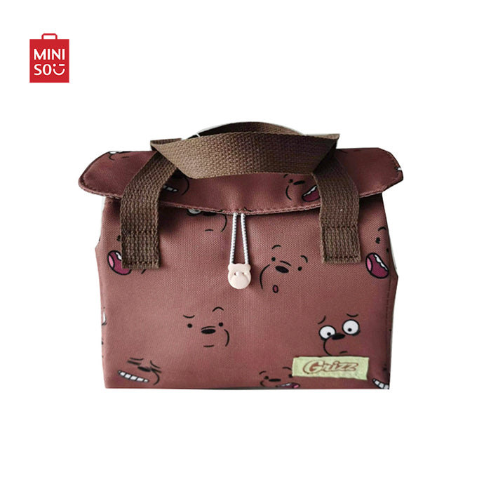 MINISO AU We Bare Bears Collection 5.0 Grizz Lunch Bag Brown