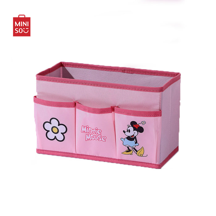 MINISO AU Mickey Mouse Collection Fabric Storage Box with 3 Pockets Minnie