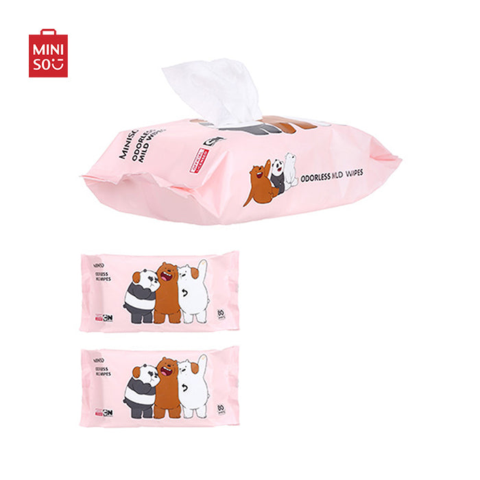 MINISO AU We Bare Bears Collection Odorless Mild Wipes 80 Sheets