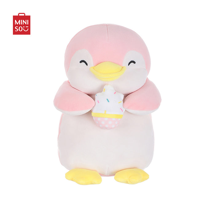 MINISO AU Ice Cream Seated Penguin Plush Toy Pink 33cm