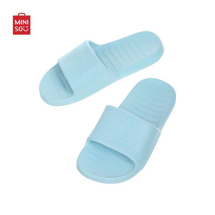 MINISO AU Women's Honeycomb Pattern Soft Sole Bathroom Light Blue Slippers(37-38)