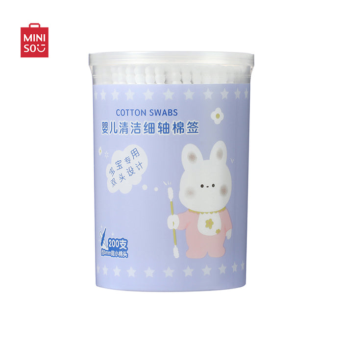 MINISO AU Extra Slim Cotton Swabs for Infants Spiral Heads 200 Pcs