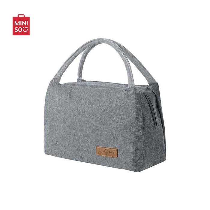 MINISO AU Large Capacity Solid Color Grey Lunch Bag