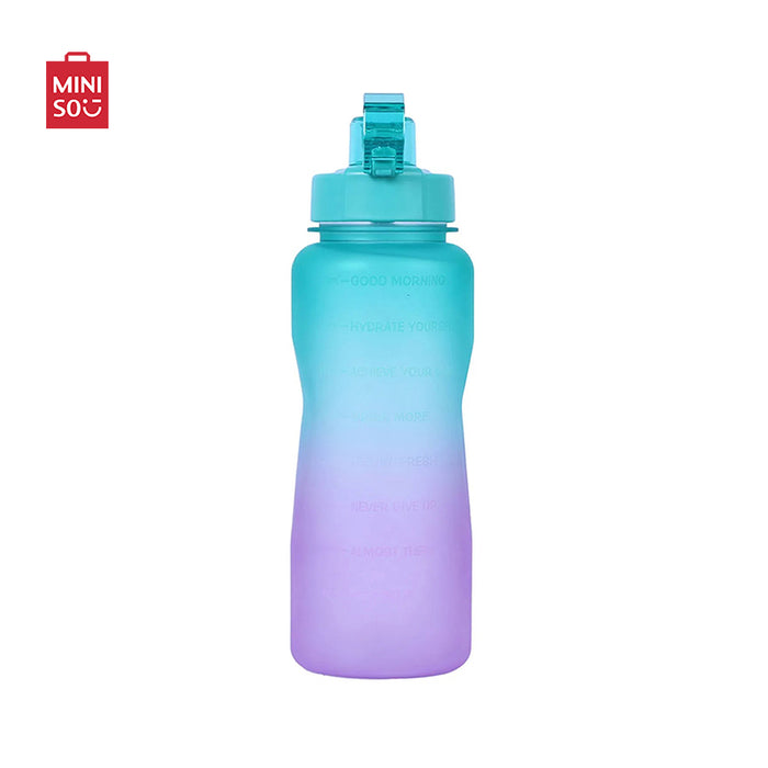 MINISO AU Large Capacity Gradient Green and Purple Color Water Bottle with Handle 2L