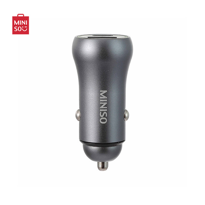 MINISO AU Gray 2.4A Two-Output Charger For Car USB And Type C Model: U18