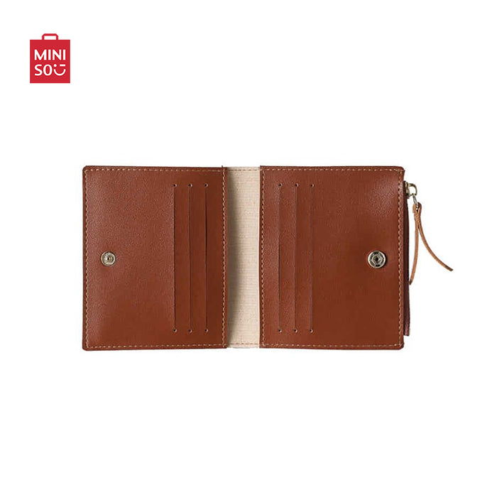 MINISO AU Brown Short Houndstooth Wallet with Zipper