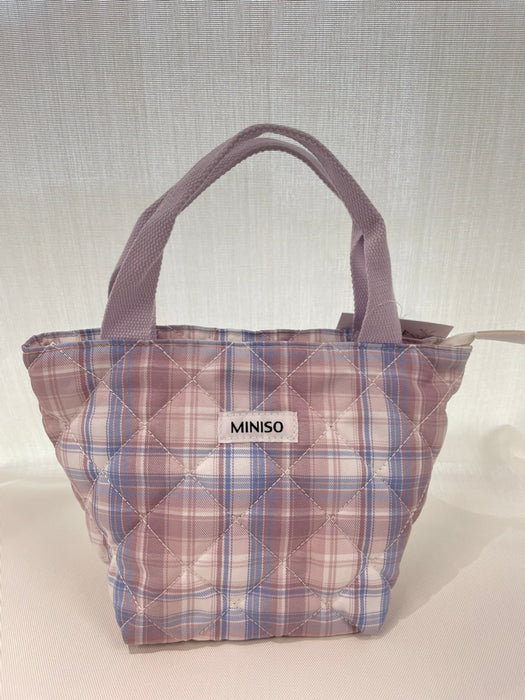 MINISO AU Classic Plaid Trapezoid Lunch Bag(Light Purple)