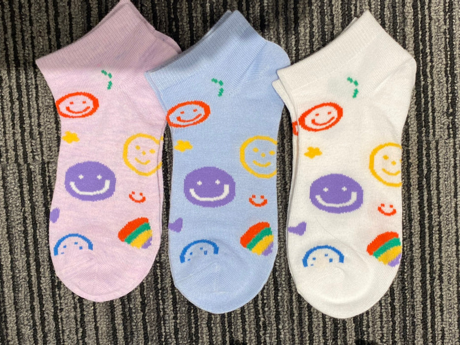 MINISO AU Paradise Series Smiling Face Women's Ankle Socks 3 Pairs
