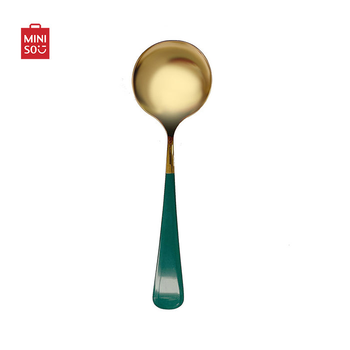 MINISO AU Light Luxury Golden and Green Soup Spoon