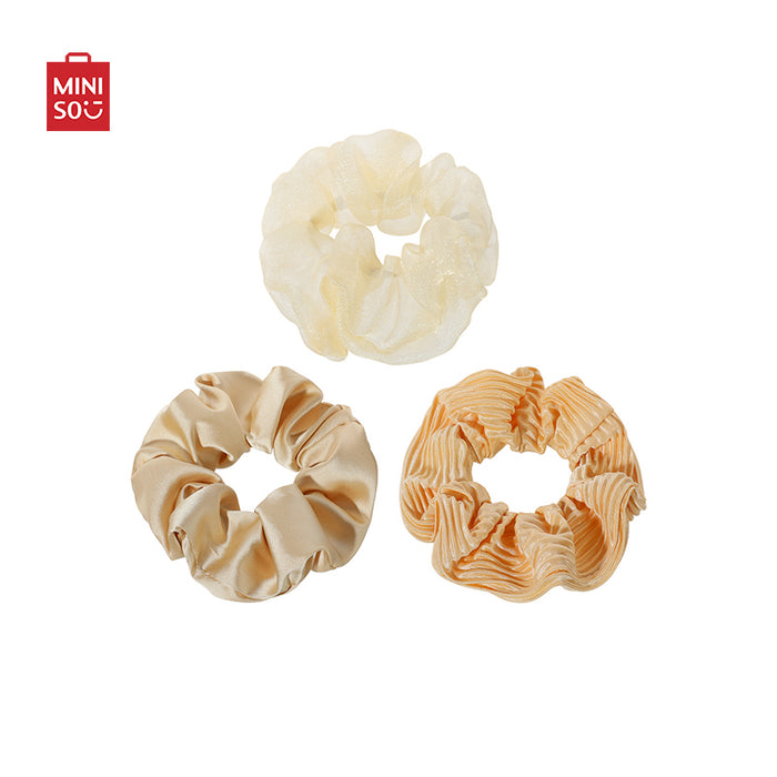 MINISO AU Yellow Pure Colored Large Hair Tie 3 Pcs