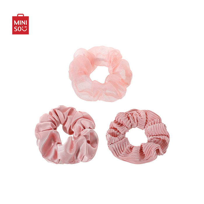 MINISO AU Pink Pure Colored Large Hair Tie 3 Pcs