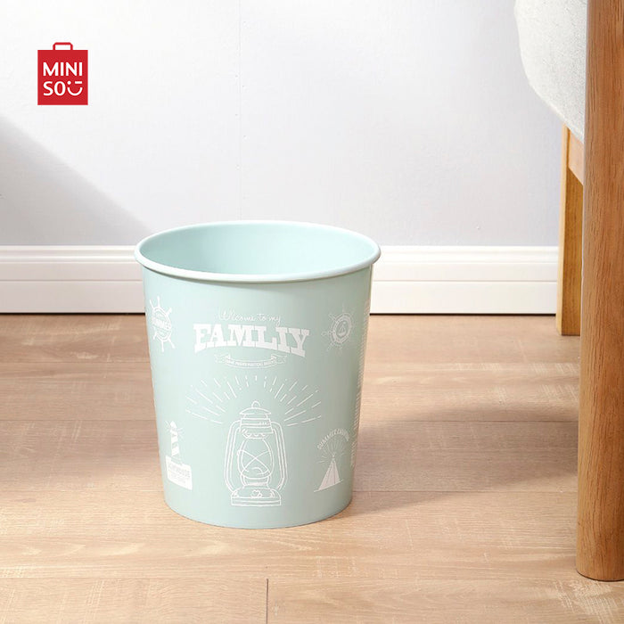 MINISO AU Round Print Trash Can Rubbish Bin for Home Office
