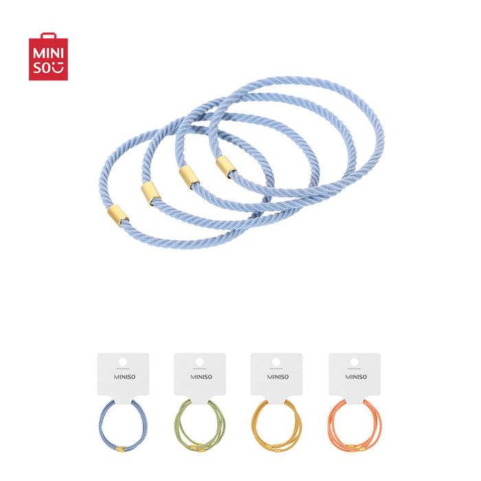 MINISO AU Spiral Pattern Rubber Band with Golden Buckle 4 Pcs