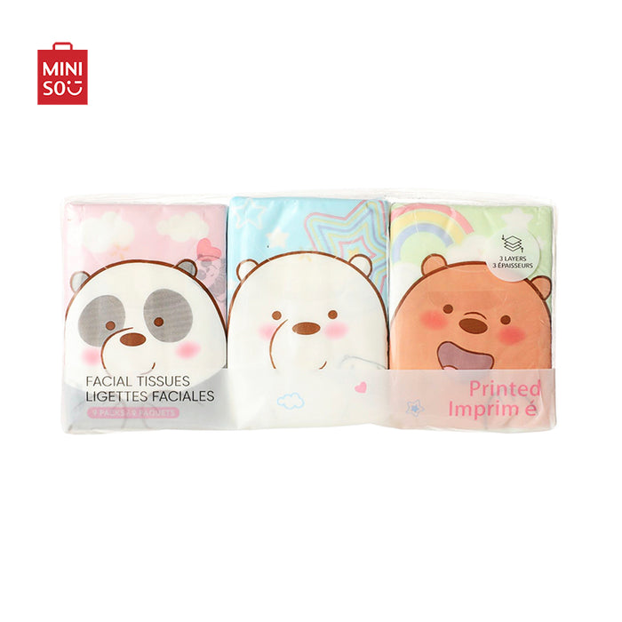 MINISO AU We Bare Bears Collection 4.0 Fragrance-free Facial Tissues with Prints (9 Sheets x 9 Packs)