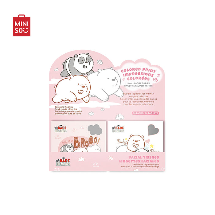 MINISO AU We Bare Bears Collection 4.0 Fragrance-free Facial Tissues with Heart Prints 1Pc