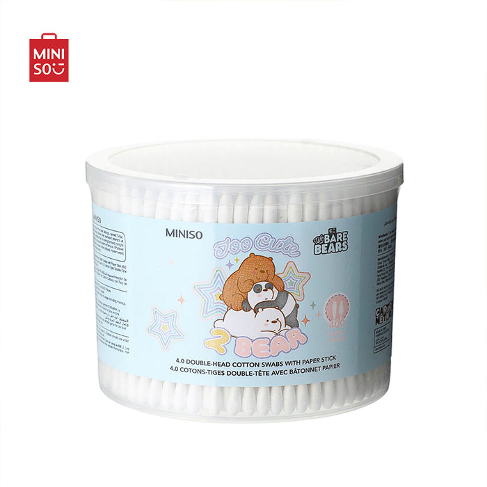 MINISO AU We Bare Bear Collection 4.0 Double-head Cotton Swabs with Paper Stick 400 Counts