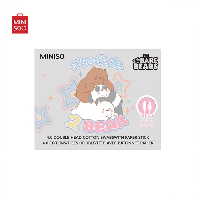 MINISO AU We Bare Bear Collection 4.0 Double-head Cotton Swabs with Paper Stick 400 Counts