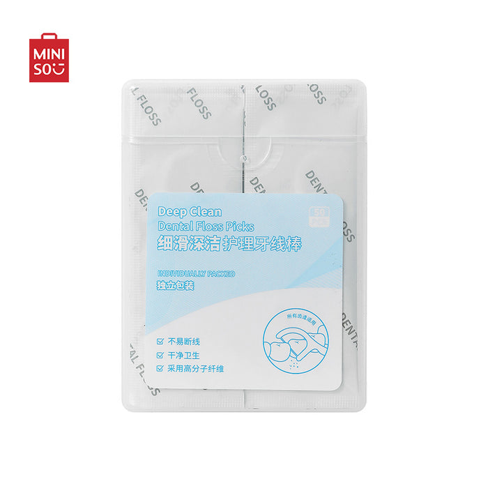 MINISO AU Smooth Thin Dental Flossers with Individual Packages 50 Pcs
