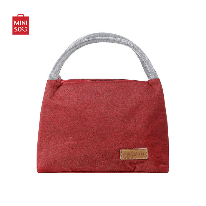 MINISO AU Large Capacity Solid Color Red Lunch Bag