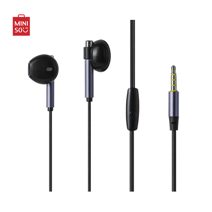 MINISO AU 3.5mm Half-in-Ear Earphones Model: Y668 (Purple & Black)