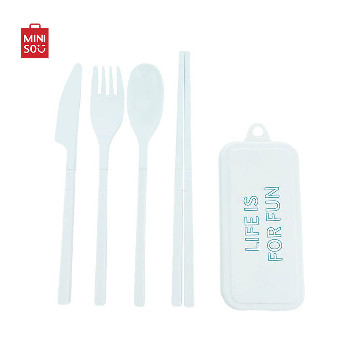 MINISO AU White Detachable Plastic Cutlery 5 Pcs Kit