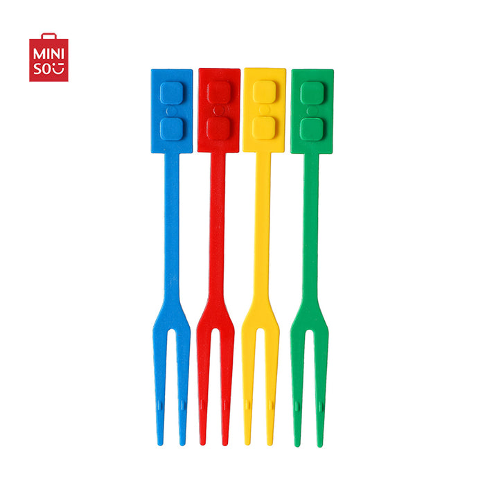 MINISO AU Building Blocks Series Plastic Fork for Fruit 32 Pcs