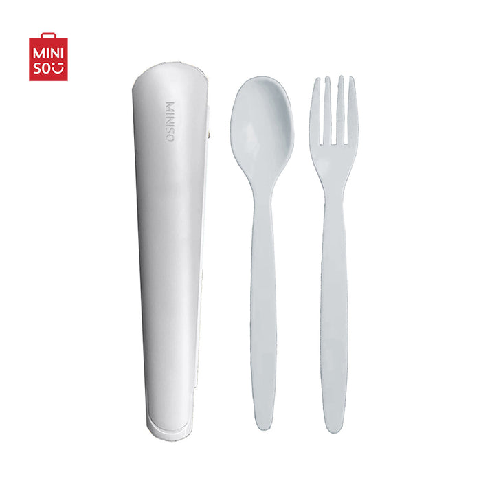 MINISO AU Grey Portable Spoon and Fork Flatware Set