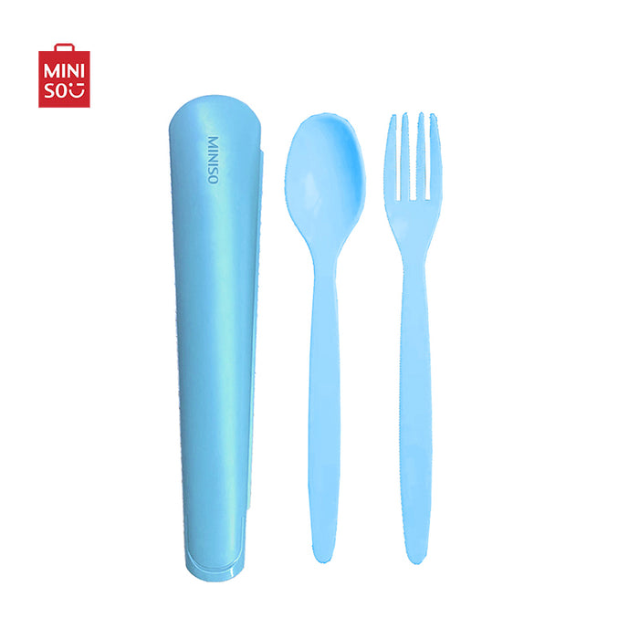 MINISO AU Blue Portable Spoon and Fork Flatware Set