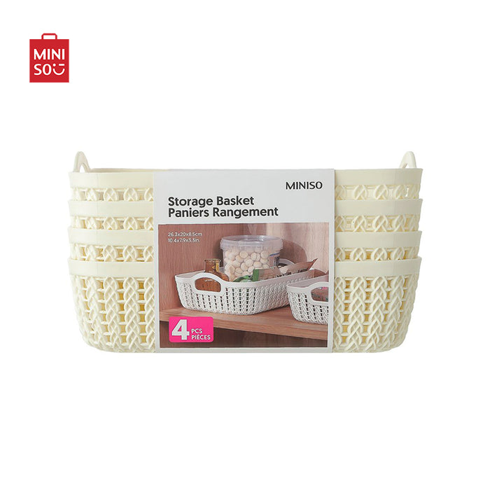 MINISO AU White Medium Size Storage Basket 4 Pcs