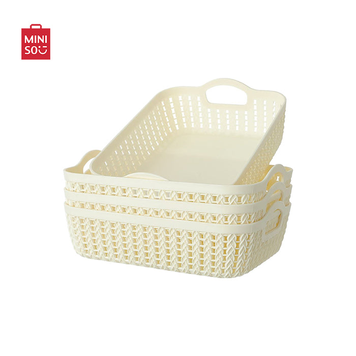 MINISO AU White Medium Size Storage Basket 4 Pcs