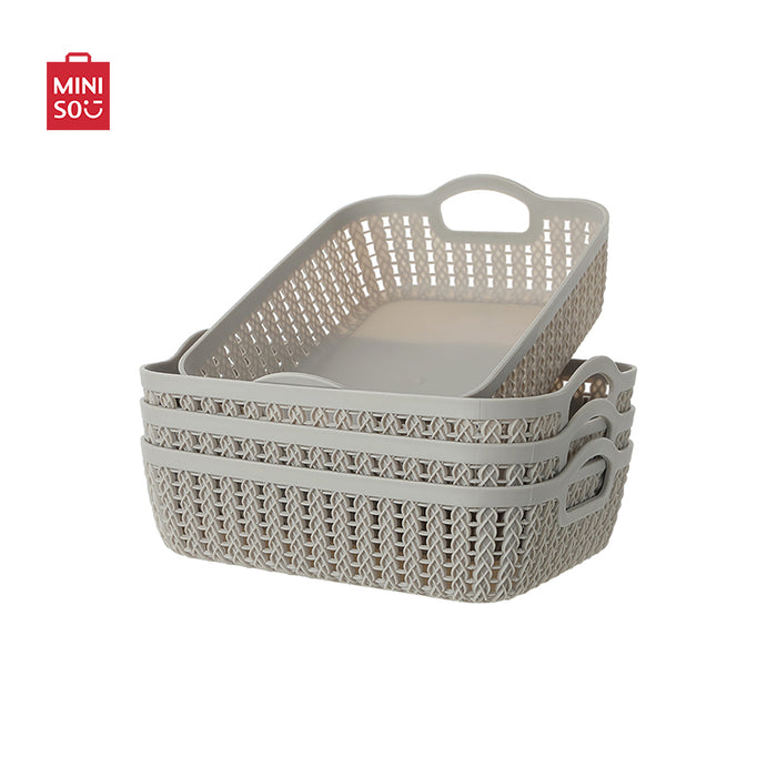 MINISO AU Grey Medium Size Storage Basket 4 Pcs