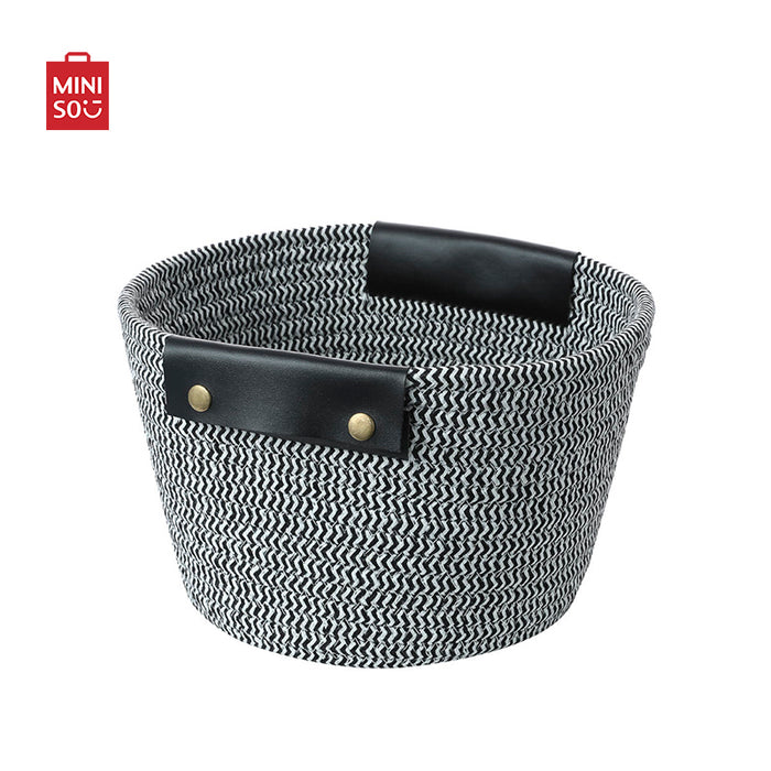 MINISO AU Cotton Rope Black and White Storage Basket with Handle Small