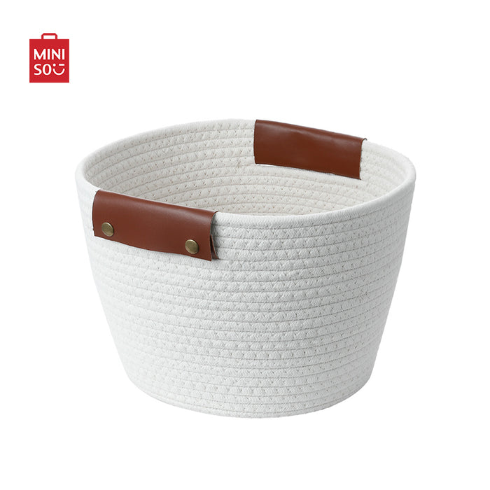 MINISO AU Cotton Rope Off-White Storage Basket with Handle Large