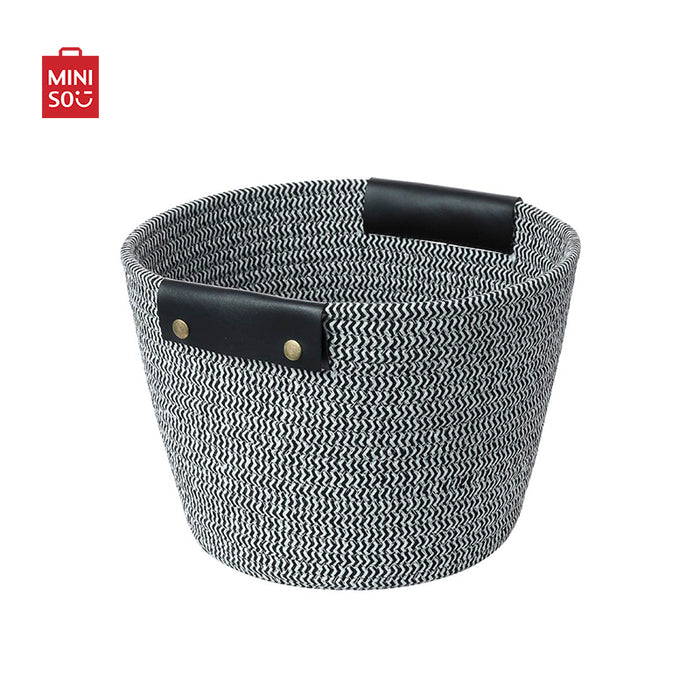 MINISO AU Cotton Rope Black and White Storage Basket with Handle Large