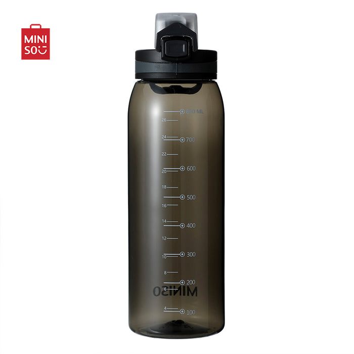 MINISO AU Black Plastic Cool Water Bottle with Handle 900ml