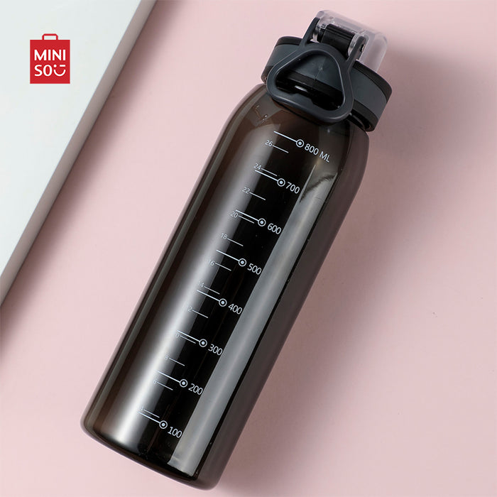 MINISO AU Black Plastic Cool Water Bottle with Handle 900ml