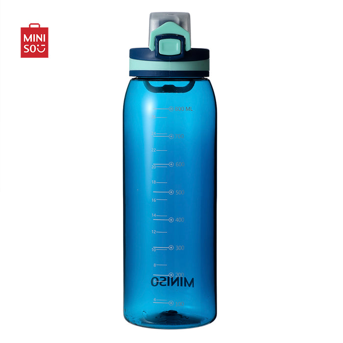 MINISO AU Blue Plastic Cool Water Bottle with Handle 900ml