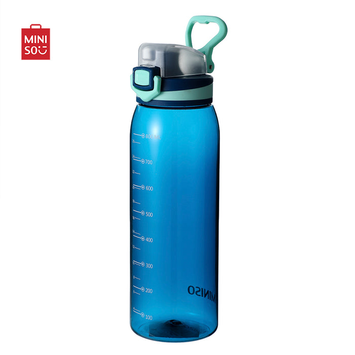 MINISO AU Blue Plastic Cool Water Bottle with Handle 900ml