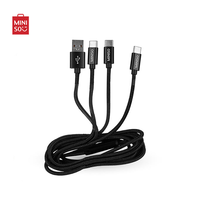 MINISO AU 3-in-1 Durable Braided Aluminum Alloy Type-C Charging Cable (2A, 1.8m)