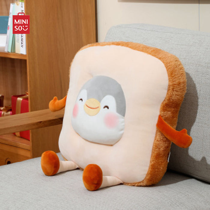 MINISO AU Cartoon Series Sliced Bread Design Seat Cushion Plush Toy Penguin 38cm