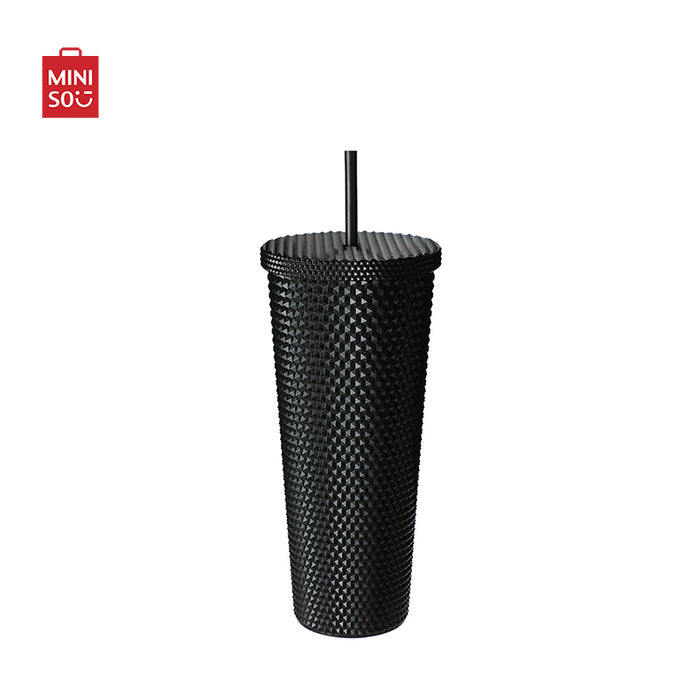 MINISO AU Durian Design Plastic Water Bottle with Straw Black 700mL