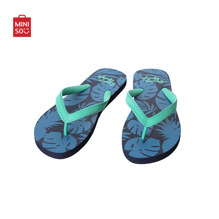 MINISO AU Passion Island Series Men's Blue and Green Flip Flops (41-42)