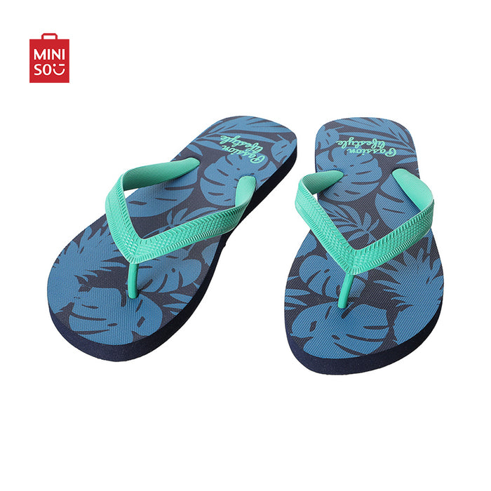 MINISO AU Passion Island Series Men's Blue and Green Flip Flops(43-44)