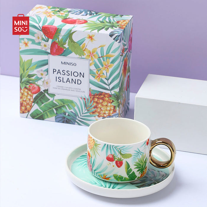 MINISO AU Passion Island Ceramic Cup with Coaster 200ml