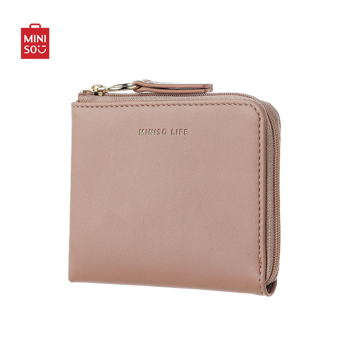 MINISO AU Pink Minimalist Golden Letters Series Coin Purse with Zipper
